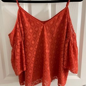 Guess Burnt Orange cold shoulder blouse